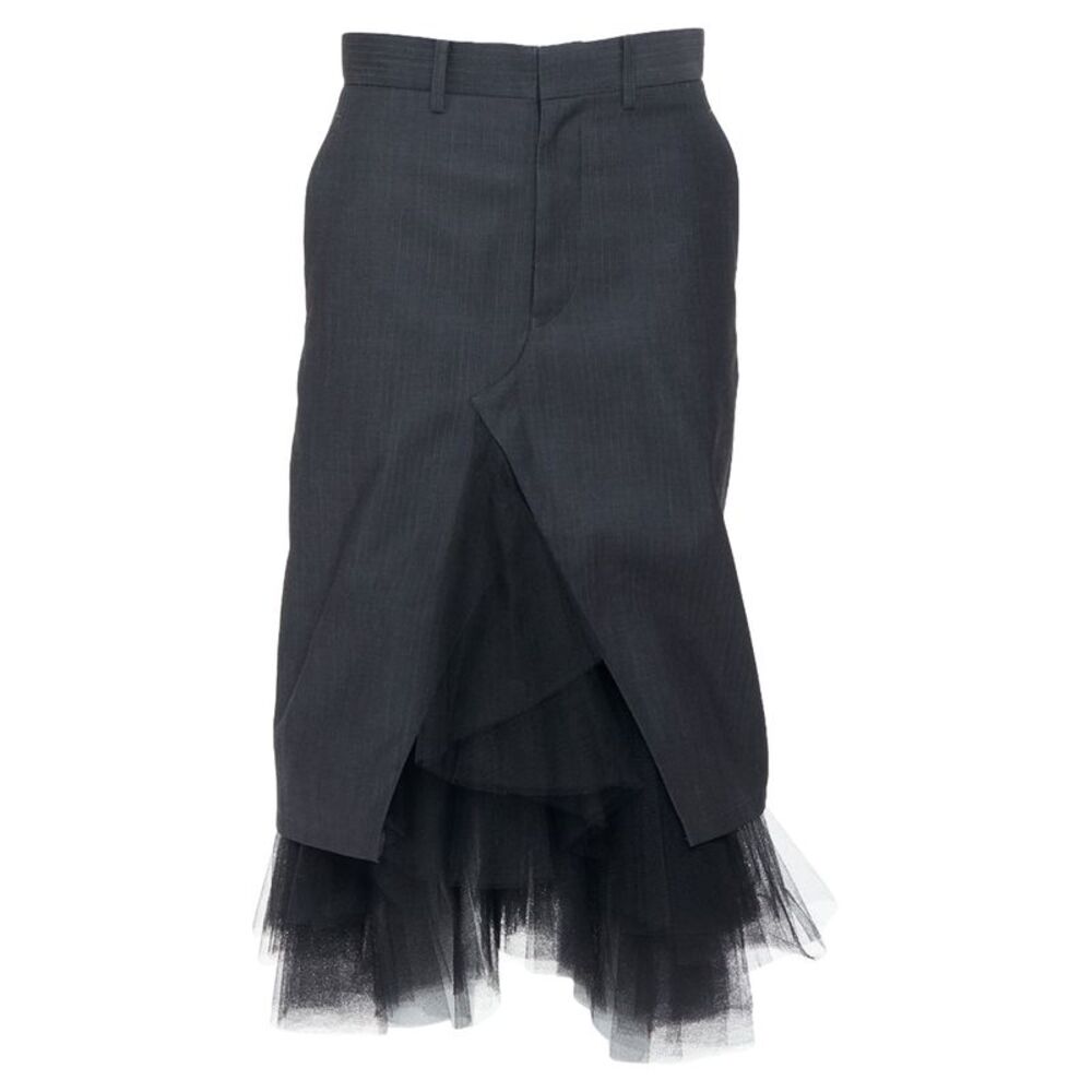 Junya Watanabe 2018 Grey Tulle Hem Midi Skirt